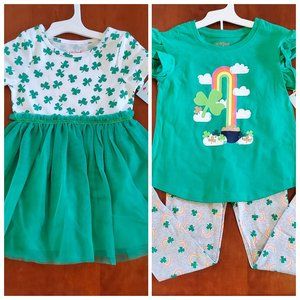 Girl's Size 5T - New Cat & Jack Shamrock/St. Patrick's Day Outfit & Dress Bundle